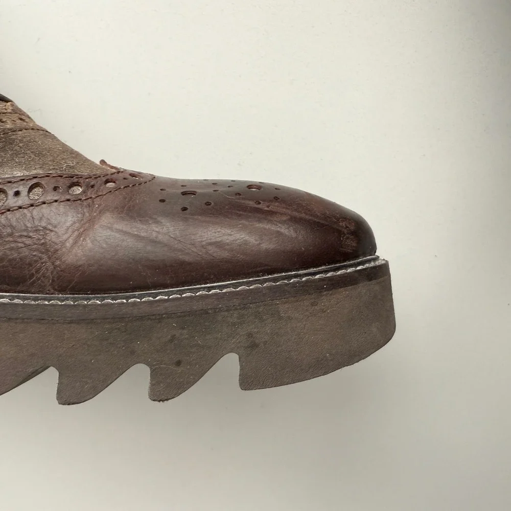 Donald J Pliner Made in Italy Stu Perforated Brown Wingtip Ankle Boot‎ sz 12
